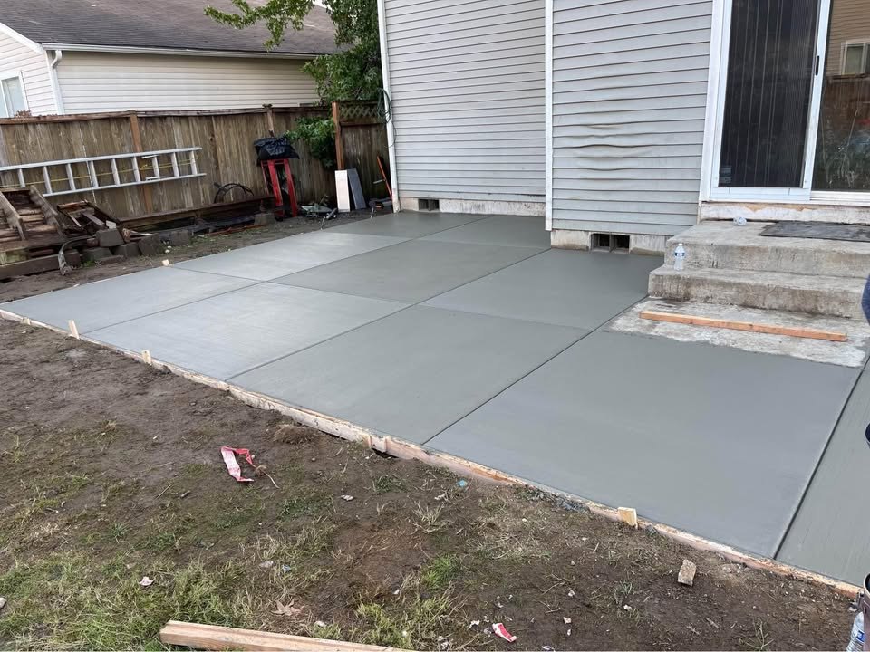 Fresh concrete patio completed by MP Services
